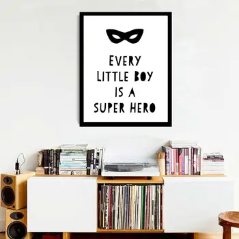 Hver Lille Dreng Er En Superhelt Børnehave Lærred Kunst Print Plakat Maleri Sjovt Citat Væggen Billede Til Børneværelset Uden Ramme