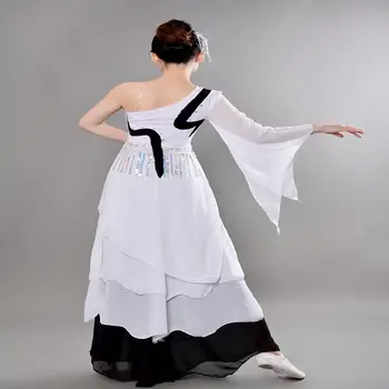 Hvid, Klassisk Dans Tøj Yangko Dancewear Kinesiske Folkemusik Dans Tøjet Kvindelige Paraply Dans Kostumer Kinesisk Fan Dans