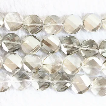 Hvid krystal glas AB farve 14mm rund mønt facetteret diy smykker løse perler 15