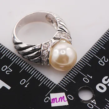 Hvid Perle Med Fashion Kvinder 925 Sterling Sølv Ring F709 Størrelse 6 7 8 9 10