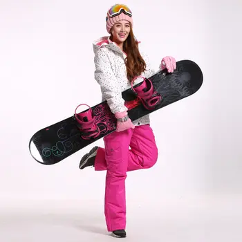 Hvid Prik Sne Dragt jakker Kvinder Snowboard Tøj Vinter Vandtæt Tykkere Kostumer Udendørs Opbevaring, der Passer Sætter Jakke +Bukser, hagesmække