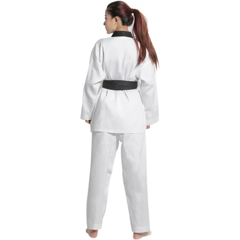 Hvid taekwondo dobok Voksne Børn Mandlige Taekwondo Poomsae tøj bomuld stribede genuine har Dan personer karate uniform