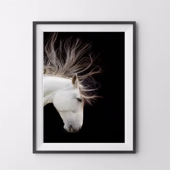 Hvide Hest 3D Grafik Lærred Kunst Udskriver Maleri Plakat Væg Billeder Til stuen Hjem Dekorative Soveværelse Indretning Uden Ramme