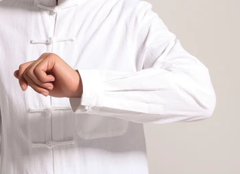 Hvide Mænd Sengelinned af Bomuld med Lange ærmer Kung Fu-Shirt i Klassisk Kinesisk Stil Tang Tøj Størrelse S M L XL XXL XXXL hombre Camisa Mim903