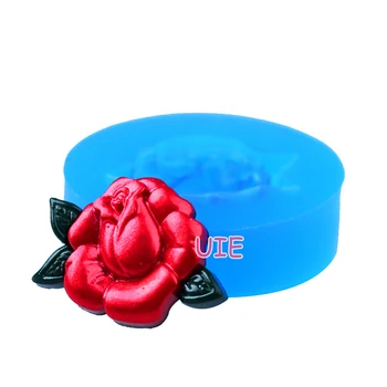 HYL322U 18,2 mm Rose med Blade Silikone Tryk Skimmel - Blomst Skimmel Kage Dekoration, Fondant, Smykker DIY, Cookie Kiks, Harpiks Ler