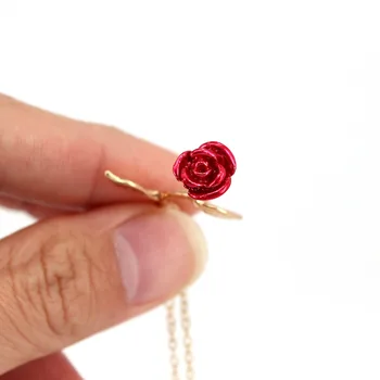 Hzew rød rose halskæde Valentine ' s Dag steg halskæder gave til kvinder elsker