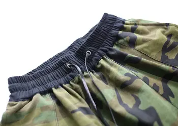 HZIJUE 2017 Camouflage Bånd Drop Out Mænd Shorts Hip Hop Mærke Tøj Justin Bieber Streetwear Militære Jogger Kort