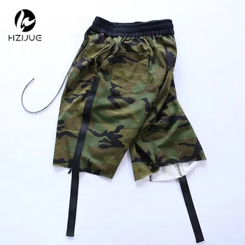 HZIJUE 2017 Camouflage Bånd Drop Out Mænd Shorts Hip Hop Mærke Tøj Justin Bieber Streetwear Militære Jogger Kort