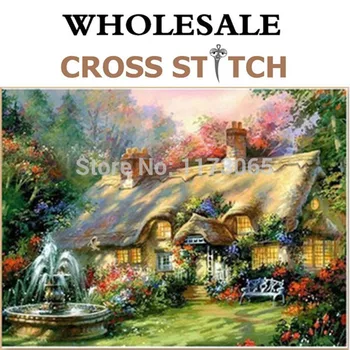Håndarbejde,DIY DMC Cross stitch,Sæt For Broderi-kits,hus på landet mønster Tælles Cross-Stitching,nye År engros cross