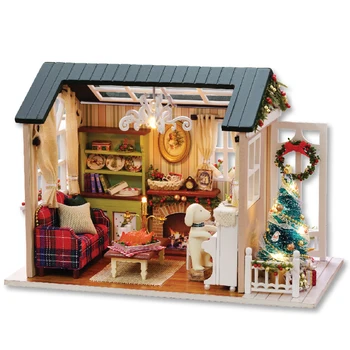 Håndlavede Møbler Dukke Hus Diy miniature dukkehus 3D Træ-Miniaturas Dukkehus Legetøj til Jul og fødselsdag gave z009
