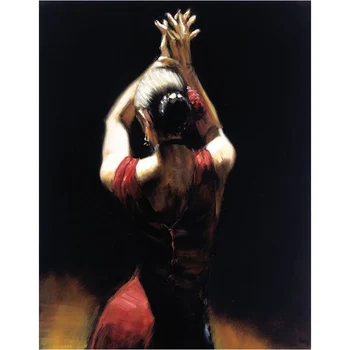 Håndlavede olie malerier dame spanske flamenco danser figur kunst på lærred moderne kvinde maleri til stuen wall decor