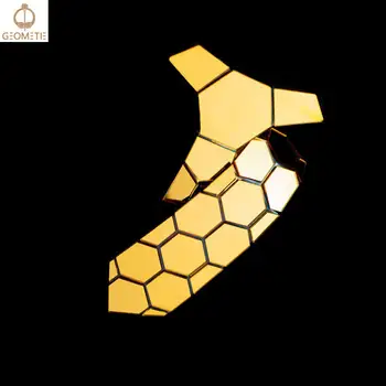 Håndlavet Geometriske Honeycomb Form Guld Mærke Binde Slips Blank Guld Slank Sekskantet Mode Slips, Manchetknapper Sæt Luksus Guld Gave