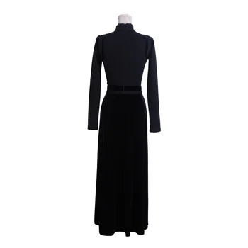 Hæklet velour kjole 2017 sort elegant vintage-udskæring kludetæppe en fuld kjole med høj talje slank ét-styk kjole