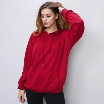 Hættetrøjer Kvinder Kamel hætte Sweatshirt med Lange Ærmer Pullover, Løs, Afslappet Hoody Sort Grøn Rød