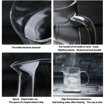 Høj borosilikatglas Tekande Teaware Fint trådnet af rustfrit stål Te Infusers Blæst Te Sæt Resistente Flaske Kop Køkken Bar