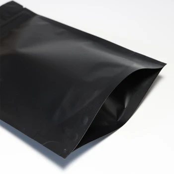 Høj Kvalitet 100pcs Heat Seal Pakke Zip-Lock Poser Aluminium Mylar Folie Rive Hak Mat Sort Stå Op Bag Engros