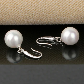 Høj kvalitet 10cm 925 sølv kvinder øreringe simple kvindelige Ægte Ferskvands Perle Smykker Naturlige Perle for kæreste, bedste gave