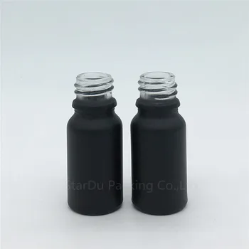 Høj kvalitet 10ML Sort Matteret Glas Flaske Hætteglas Æterisk Olie Flaske Parfume flasker Aluminium cover plug 10cc 12pcs/masse