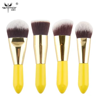 Høj Kvalitet 4 stk Kabuki Pensler med Syntetiske Hår, Make Up Børste Foundation Makeup Brush Set Travel Kit Y002