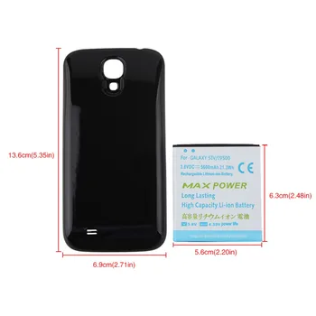 Høj Kvalitet 5600mAh Udvidet Telefonens Batteri Til Samsung Galaxy S4 i9500 Batteri + Sort Back Cover taske til Samsung Galaxy S4 IV