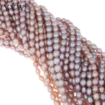 Høj Kvalitet 7-8mm Naturlige Ferskvands Perle-Perler Lilla Ris Pearl Løse Perler Til gør det selv-Halskæde Bracelat smykkefremstilling
