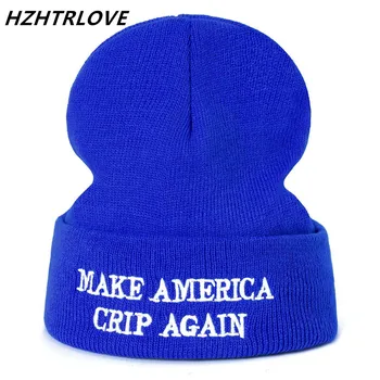 Høj Kvalitet Brev GØRE USA CRIP IGEN Casual Huer Til Mænd, Kvinder Mode Strikket Vinter Hat Hip-hop Skullies Hat