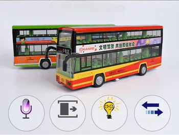 Høj kvalitet dobbeltdækker bus,1:50 skala Legering pull-back bil model,2 åbne døre,lyd, lys, legetøj,Gratis Forsendelse,engros