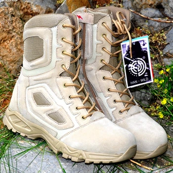 Høj kvalitet Efteråret Militære Taktiske Støvler Rund Tå Mænd Desert Combat Boots Udendørs Herre Læder Hærens Taktiske Støvler