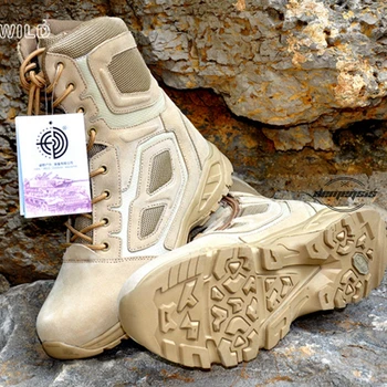 Høj kvalitet Efteråret Militære Taktiske Støvler Rund Tå Mænd Desert Combat Boots Udendørs Herre Læder Hærens Taktiske Støvler