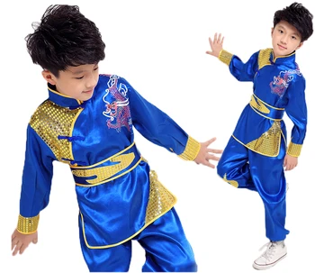 Høj Kvalitet for Børn, Voksne Tai Chi Wushu Tøj med Lange Ærmer Etniske Dragon Totem Kampkunst Præstationskontrol Passer til Drenge