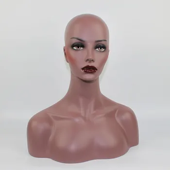Høj Kvalitet Glasfiber Realistisk Kvindelige Mannequin Dummy Head Buste Til Parykker, Hat, Solbriller, Smykker Display