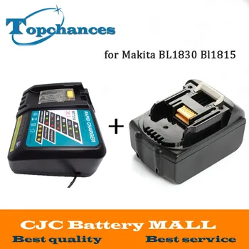 Høj Kvalitet, Helt NYE 3000mAh 18 VOLT Li-Ion Power Tool Batteri til Makita BL1830 Bl1815 194230-4 LXT400 + Oplader