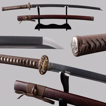 Høj Kvalitet Japansk Katana Sværd Foldet Stål Full Tang Klinge Samurai Sværd Fuldt Håndlavet Fast Foldet Hamon