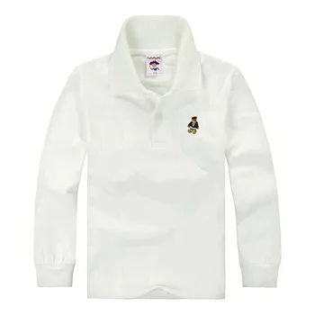 Høj Kvalitet Kids Drenge Polo Shirts Mærke Til Børn Piger Casual Skjorte Med Lange Ærmer Bomuld Hvid-Gule Farver