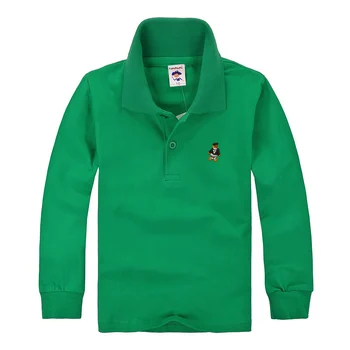 Høj Kvalitet Kids Drenge Polo Shirts Mærke Til Børn Piger Casual Skjorte Med Lange Ærmer Bomuld Hvid-Gule Farver