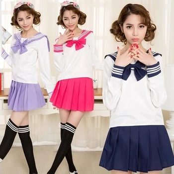 Høj kvalitet matroskrave studerende school uniform for teenagere preppy stil cos uniform JK mode Japansk Seifuku bue nederdel, skjorte