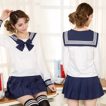 Høj kvalitet matroskrave studerende school uniform for teenagere preppy stil cos uniform JK mode Japansk Seifuku bue nederdel, skjorte