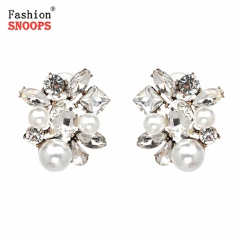 Høj kvalitet, mode Trend kvinder simuleret pearl krystal vintage statement Øreringe til kvinder smykker engros