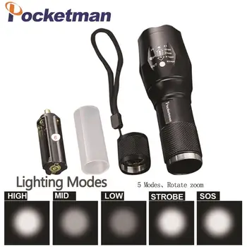 Høj Lys E17 4500 Lumen CREE XML T6 LED Lommelygte 5-Tilstand Zoomable linternas LED Lommelygte med 1*18650 eller 3*AAA