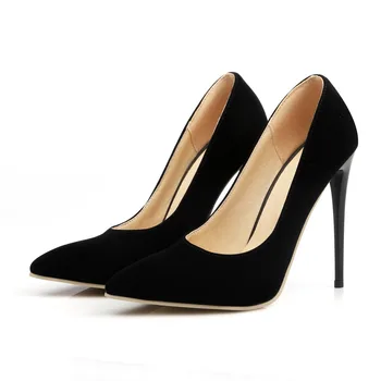 Høje tynde hæle 12cm 10cm Nubuck Læder kvinder sko mode spidse tå pumper Gamle sexet Fest sko Elegante Kortfattet pumper