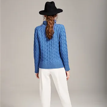 Højhalset twist sweater kvinder efteråret og vinteren løs koreanske version af cashmere sweater skjorte sæt
