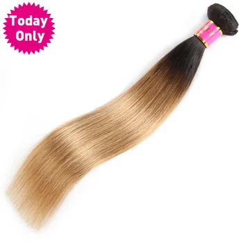 [I DAG er det KUN] Blonde Brasilianske Straight Hair Weave Bundter Ombre menneskehår Bundter To Tone 1b 27 Hår Vævning Non Remy Hår