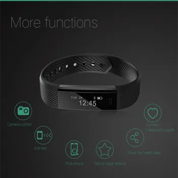 ID115 Smart Armbånd Fitness Tracker Skridt Tæller Armbånd Skridttæller Bluetooth Smartband Vandtæt Sove Overvåge armbåndsur