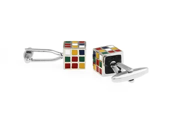 IGame Factory Pris Detail Nyhed Manchetknapper Multi-farve Messing Materiale 3D Magic Cube Design Cuff Links