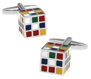 IGame Factory Pris Detail Nyhed Manchetknapper Multi-farve Messing Materiale 3D Magic Cube Design Cuff Links