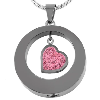 IJD8251 Top kvalitet Rustfrit Stål Aske Smykker charm Hjerte Form fuld af skinnende pink krystal Ligbrænding urn halskæde