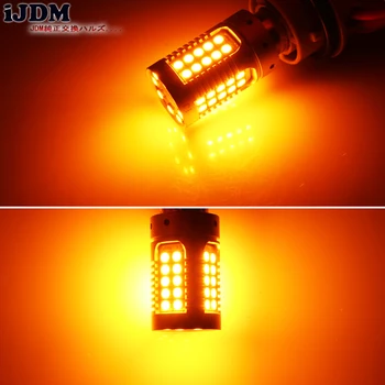 IJDM Bil 7440 LED Ingen Hyper Flash Amber Gul 48-SMD 3030 LED T20 W21W 1156 7507 BAU15S LED Pærer Til blinklys Lys,Canbus