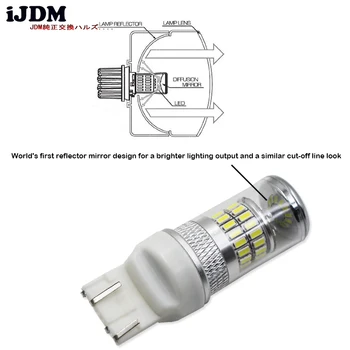 IJDM X-Lyse Hvide 48-SMD 7443 7440 LED Pærer w/ Reflektor Spejl Design-LED-Pærer Til blinklys,Backup KØRELYS,W21/5W LED