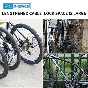 INBIKE Cykel Lås 1,8 m 1,4 m Cykel-Kabel Lås Anti-tyveri med 3 Nøgler Cykling Password Sikkerhed Stål Lås