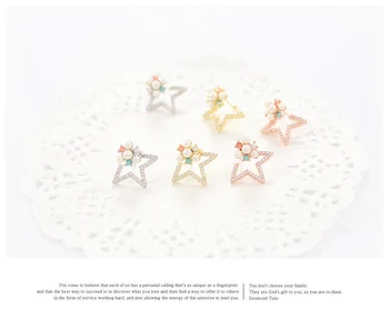 Incompleted Åbne Hule Crystal Star Lille Simuleret Pearl Perle Golden Sølv Kvinder Stud Øreringe Mode piercing Smykker